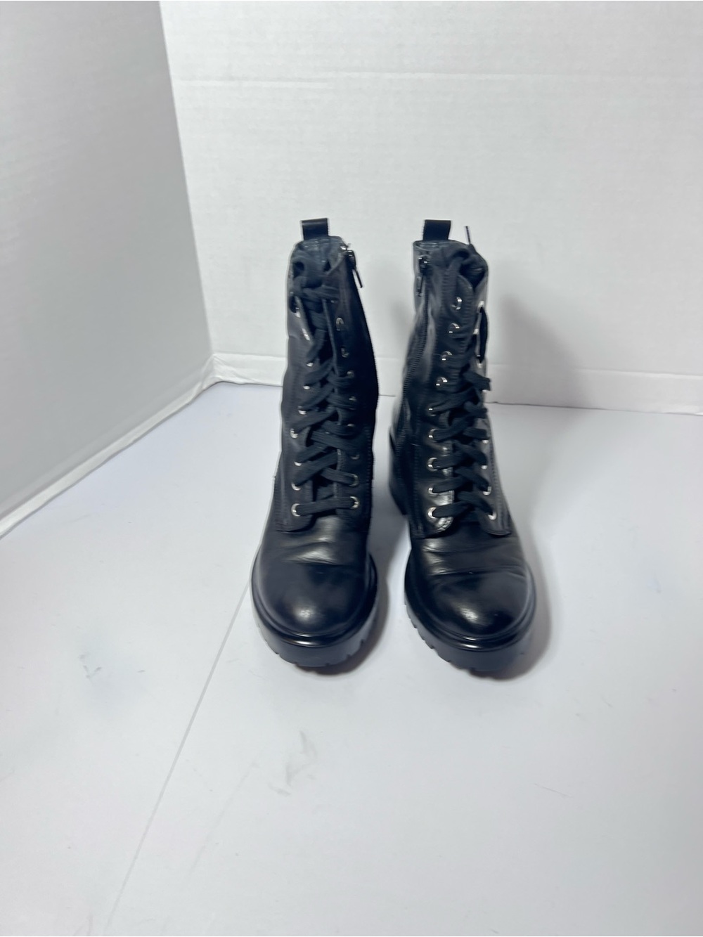Women's Black Lace-Up Platform Combat Boots